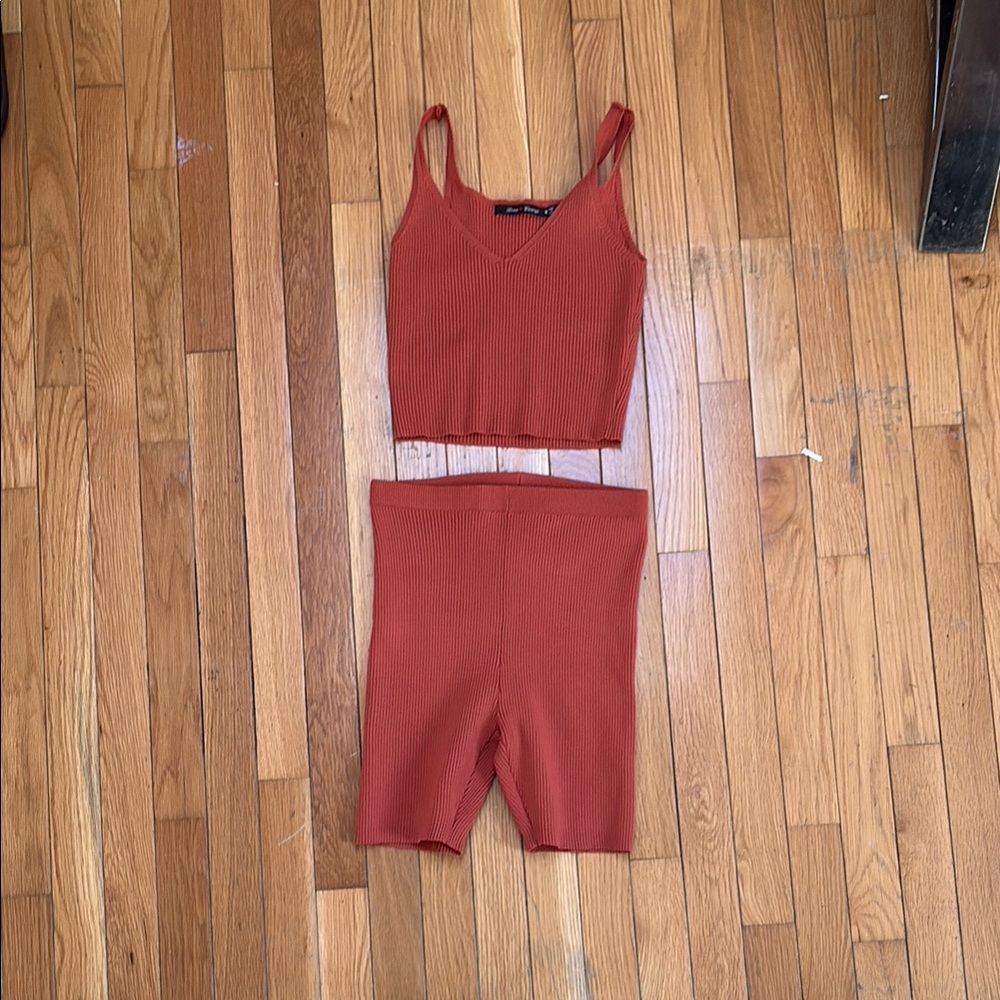 Rust Ribbed Two-Piece Set